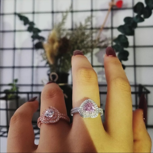 New Women’s 925 Silver Lovely Heart Sapphire Ring - Picture 4 of 4